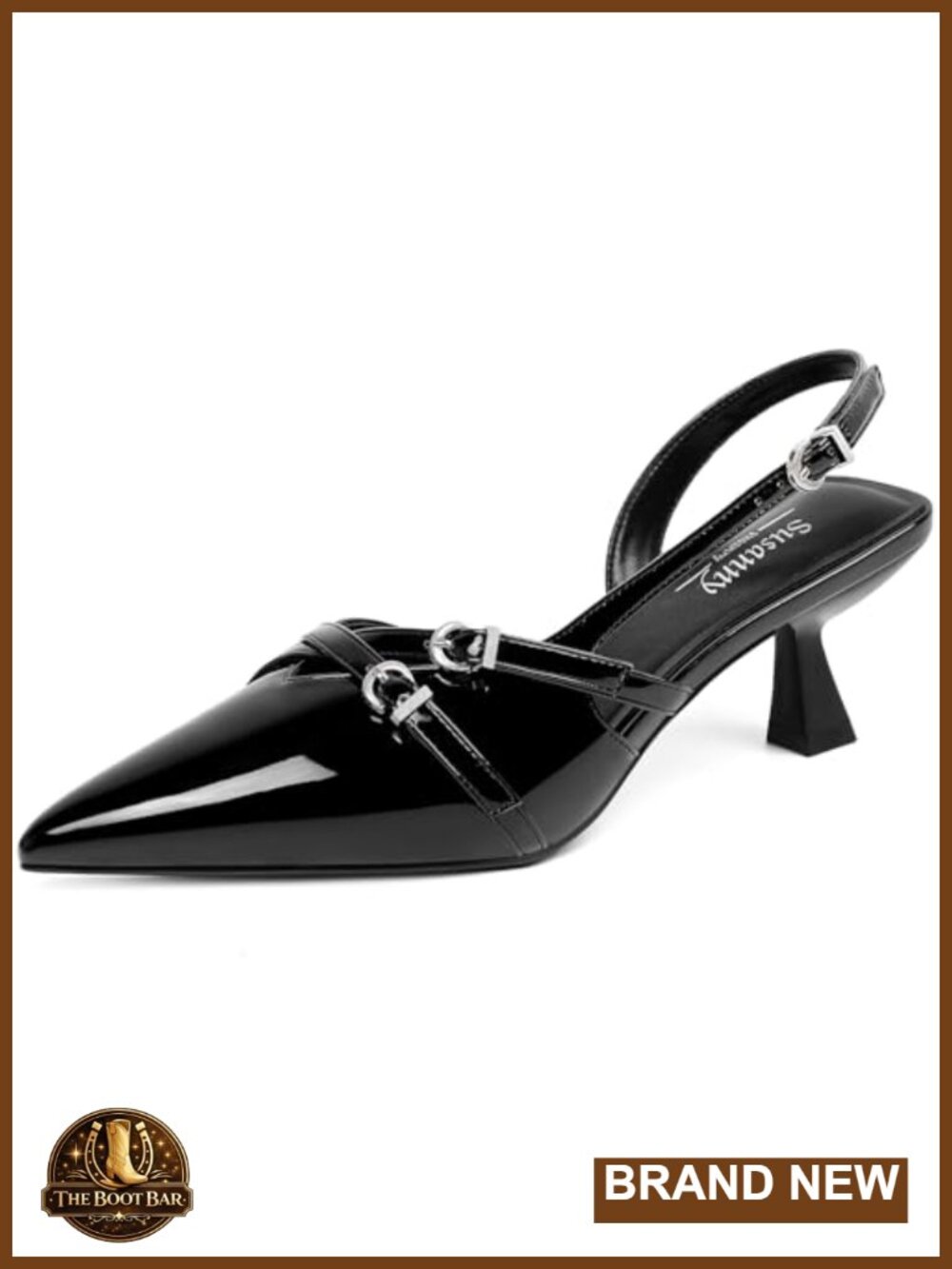Slingback Kitten Heels Pointed Toe Buckle Strap Dress Pumps
